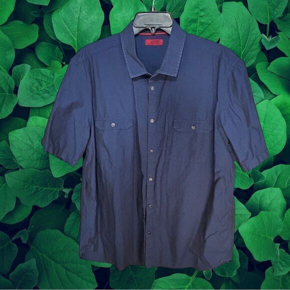5 for $25🔥Alfani Slim Fit Navy Button Front Shirt XXL - Picture 1 of 5